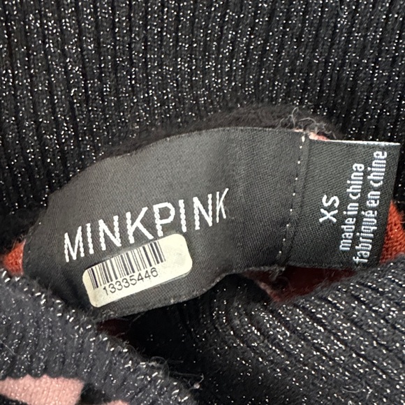 MINKPINK A Touch of Magic Sweater Striped Mock Neck XS - Picture 6 of 6
